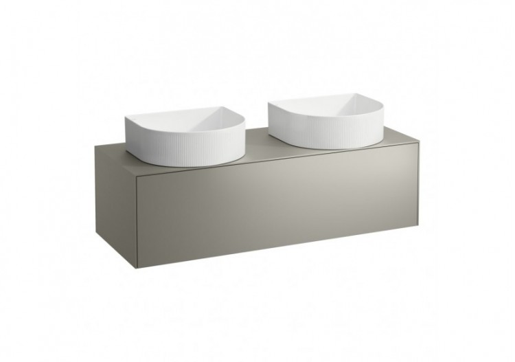 Meuble sous lavabo 1 tiroir découpe à gauche et à droite Sonar Titane (laqué) 1175 x 455 x 340 mm - H4054240340421 - Laufen