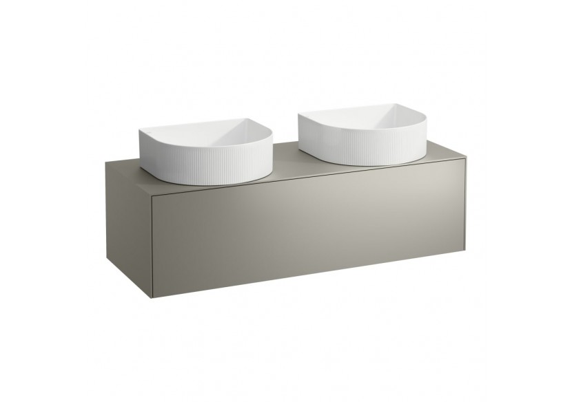 Meuble sous lavabo 1 tiroir découpe à gauche et à droite Sonar Titane (laqué) 1175 x 455 x 340 mm - H4054240340421 - Laufen