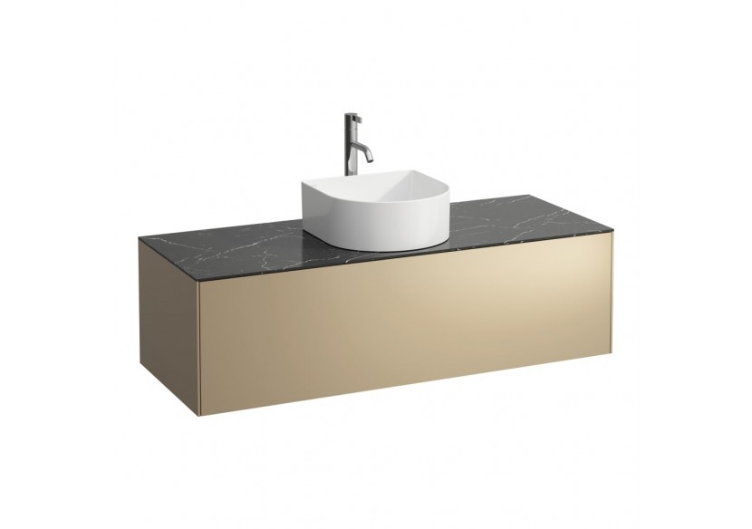 Meuble sous lavabo 1 tiroir Sonar Doré (laqué), plan noir Marquina 1175 x 455 x 340 mm - H4054250341401 - Laufen