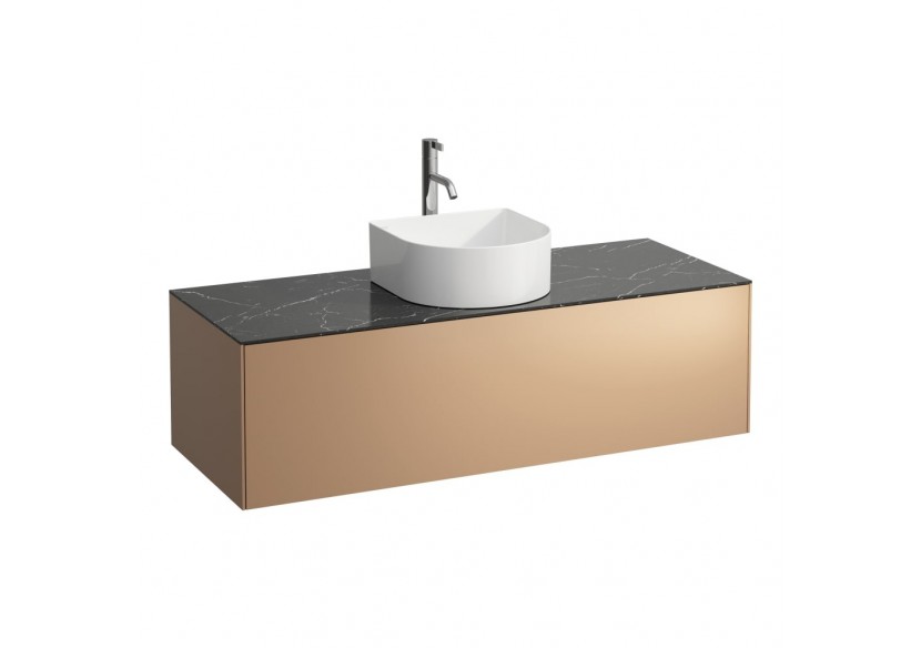 Meuble sous lavabo 1 tiroir Sonar Cuivre(laqué), plan noir Marquina 1175 x 455 x 340 mm - H4054250341411 - Laufen