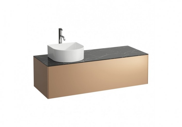 Meuble sous lavabo 1 tiroir Sonar Cuivre(laqué), plan noir Marquina 1175 x 455 x 340 mm - H4054260341411 - Laufen