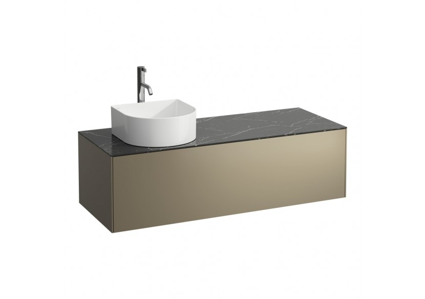 Meuble sous lavabo 1 tiroir Sonar Titane, plan marbre noir Marquina 1175 x 455 x 340 mm - H4054260341421 - Laufen