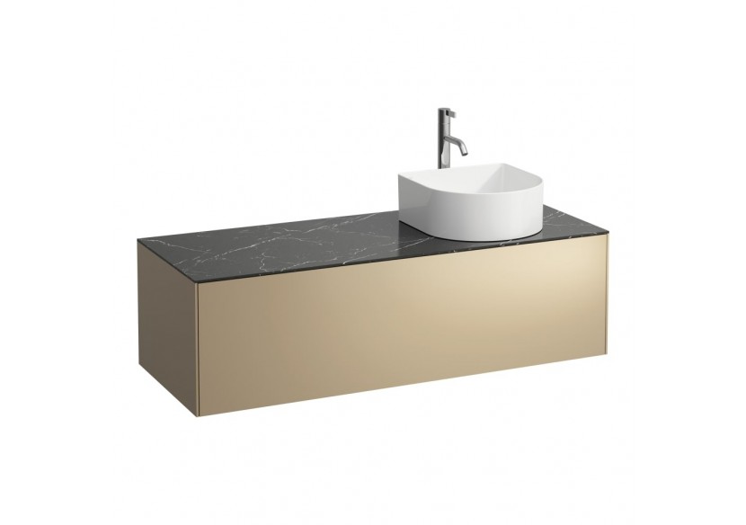Meuble sous lavabo 1 tiroir Sonar Doré (laqué), plan noir Marquina 1175 x 455 x 340 mm - H4054270341401 - Laufen