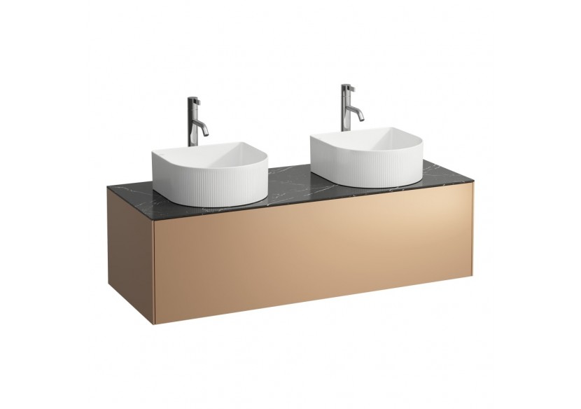 Meuble sous lavabo 1 tiroir Sonar Cuivre(laqué), plan noir Marquina 1175 x 455 x 340 mm - H4054280341411 - Laufen