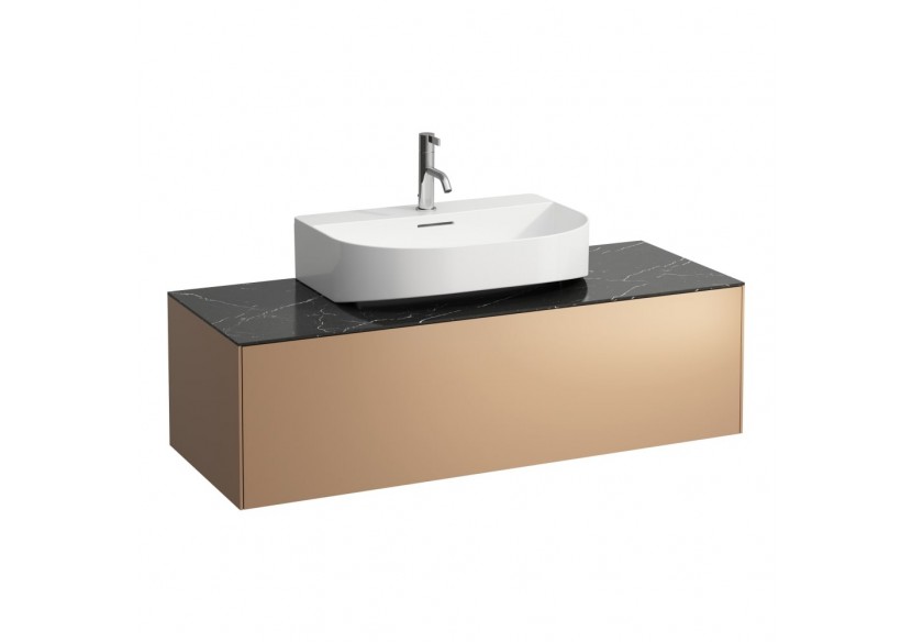 Meuble sous lavabo 1 tiroir Sonar Cuivre(laqué), plan noir Marquina 1175 x 455 x 340 mm - H4054510341411 - Laufen