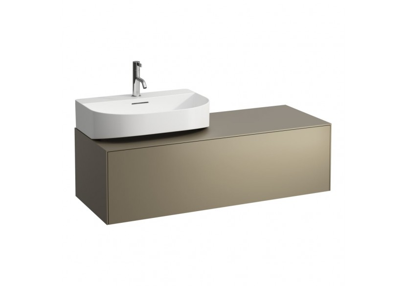 Meuble sous lavabo 1 tiroir découpe à gauche Sonar Titane (laqué) 1175 x 455 x 340 mm - H4054520340421 - Laufen