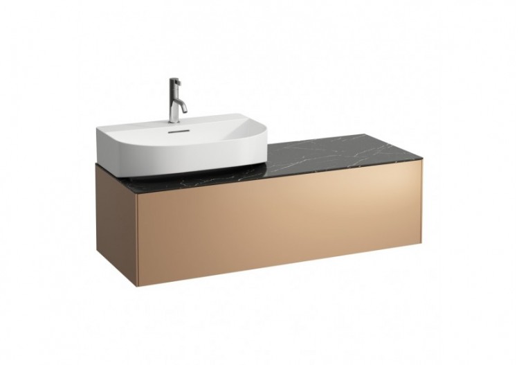 Meuble sous lavabo 1 tiroir Sonar Cuivre(laqué), plan noir Marquina 1175 x 455 x 340 mm - H4054520341411 - Laufen