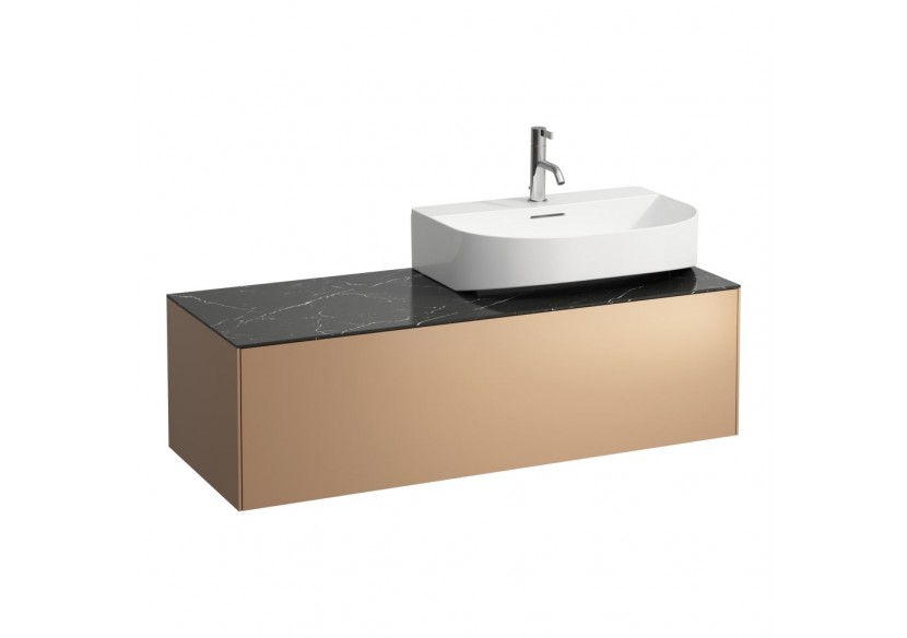 Meuble sous lavabo 1 tiroir Sonar Cuivre(laqué), plan noir Marquina 1175 x 455 x 340 mm - H4054530341411 - Laufen