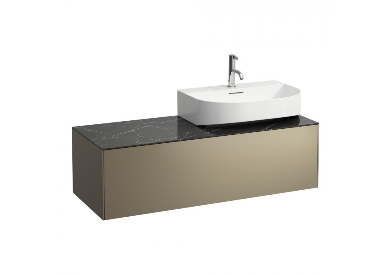 Meuble sous lavabo 1 tiroir Sonar Titane, plan marbre noir Marquina 1175 x 455 x 340 mm - H4054530341421 - Laufen