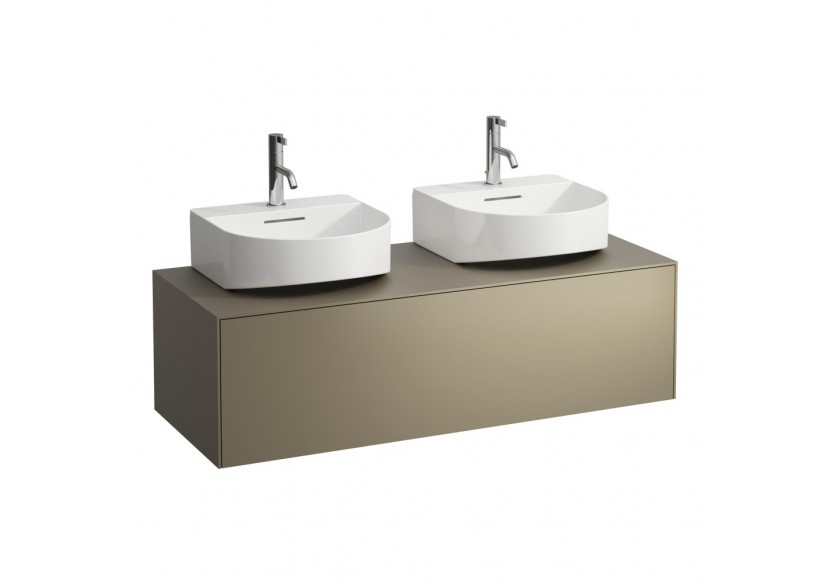 Meuble sous lavabo 1 tiroir découpe à gauche et à droite Sonar Titane (laqué) 1175 x 455 x 340 mm - H4054540340421 - Laufen