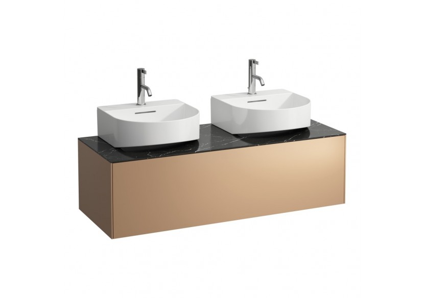 Meuble sous lavabo 1 tiroir Sonar Cuivre(laqué), plan noir Marquina 1175 x 455 x 340 mm - H4054540341411 - Laufen