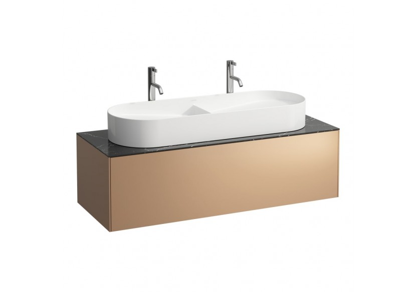 Meuble sous lavabo 1 tiroir Sonar Cuivre(laqué), plan noir Marquina 1175 x 455 x 340 mm - H4054710341411 - Laufen Meuble sous lavabo 1 tiroir Sonar Cuivre(laqué), plan noir Marquina 1175 x 455 x 340 mm - H4054710341411 - Laufen
