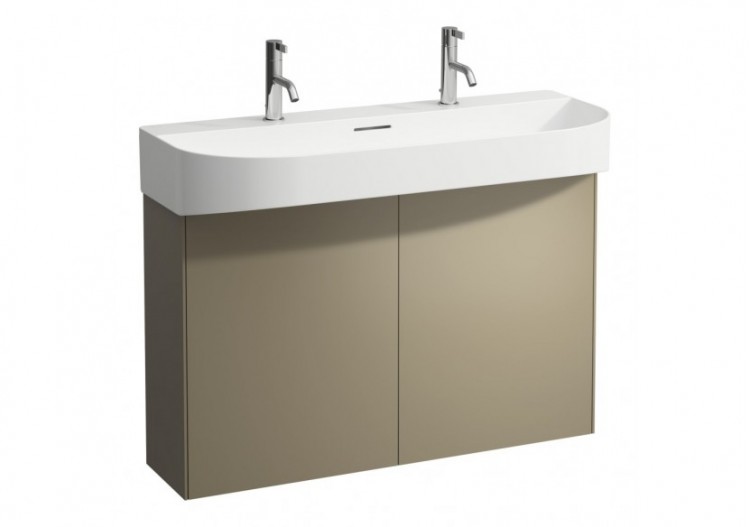 Meuble sous lavabo 2 portes Sonar Titane (laqué) 975 x 240 x 600 mm - H4054840340421 - Laufen