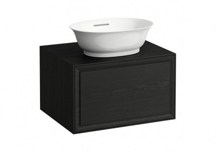 Meuble 600 1 tiroir découpe centrale New Classic Chêne noirci 575 x 455 x 345 mm - H4060010856281 - Laufen