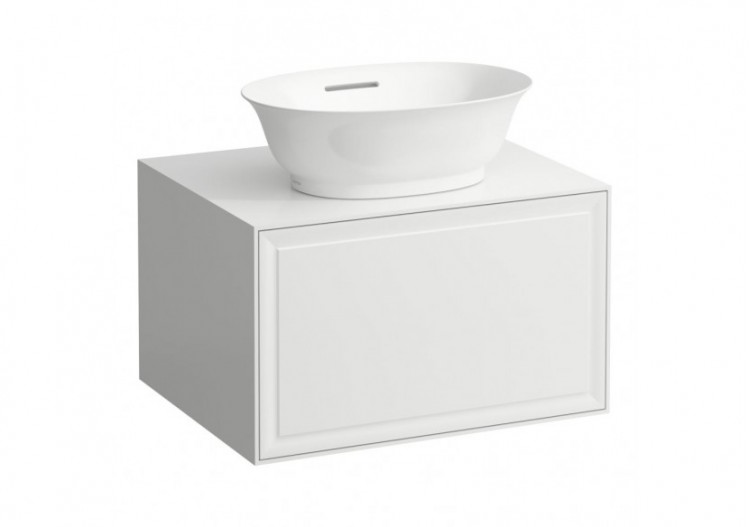 Meuble 600 1 tiroir découpe centrale New Classic Blanc brillant 575 x 455 x 345 mm - H4060010856311 - Laufen