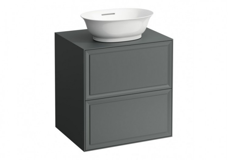 Meuble 600 2 tiroirs découpe centrale New Classic Gris signalisation 575 x 455 x 600 mm - H4060020856271 - Laufen