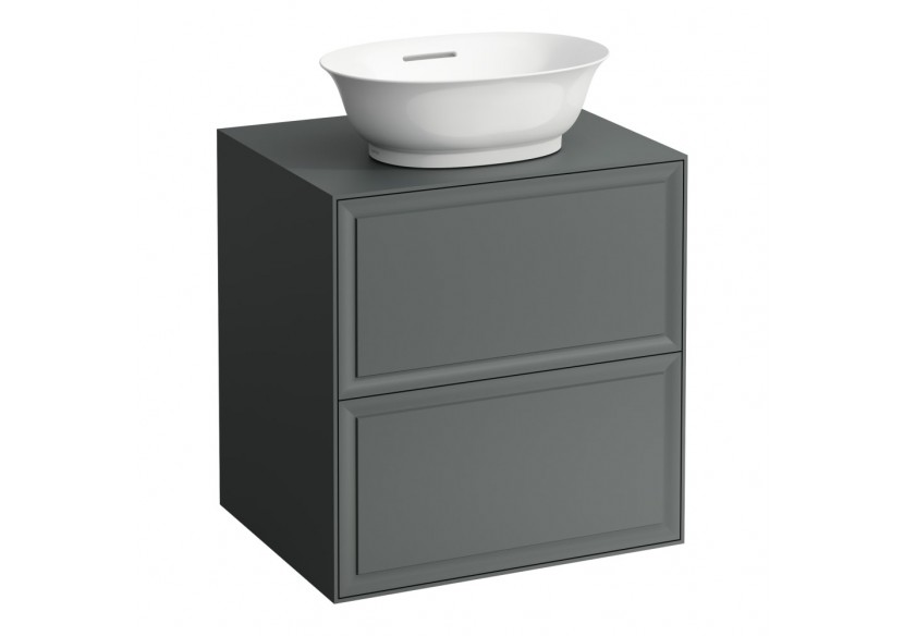 Meuble 600 2 tiroirs découpe centrale New Classic Gris signalisation 575 x 455 x 600 mm - H4060020856271 - Laufen