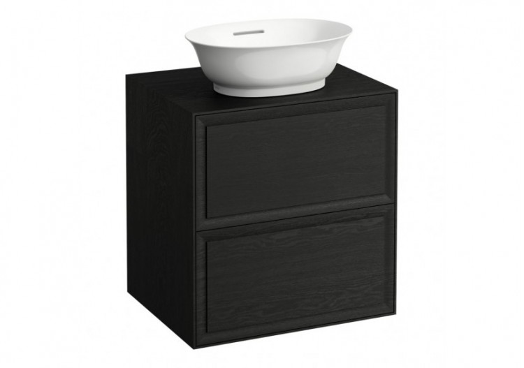 Meuble 600 2 tiroirs découpe centrale New Classic Chêne noirci 575 x 455 x 600 mm - H4060020856281 - Laufen