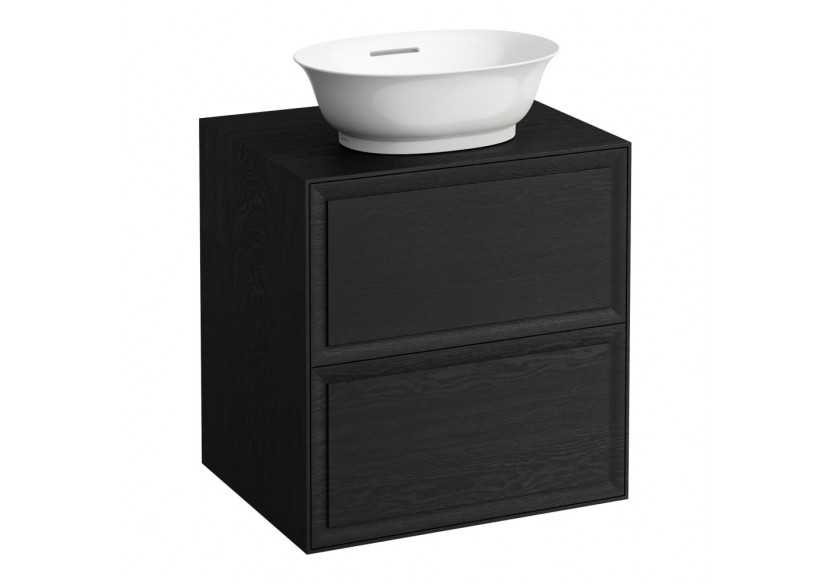 Meuble 600 2 tiroirs découpe centrale New Classic Chêne noirci 575 x 455 x 600 mm - H4060020856281 - Laufen