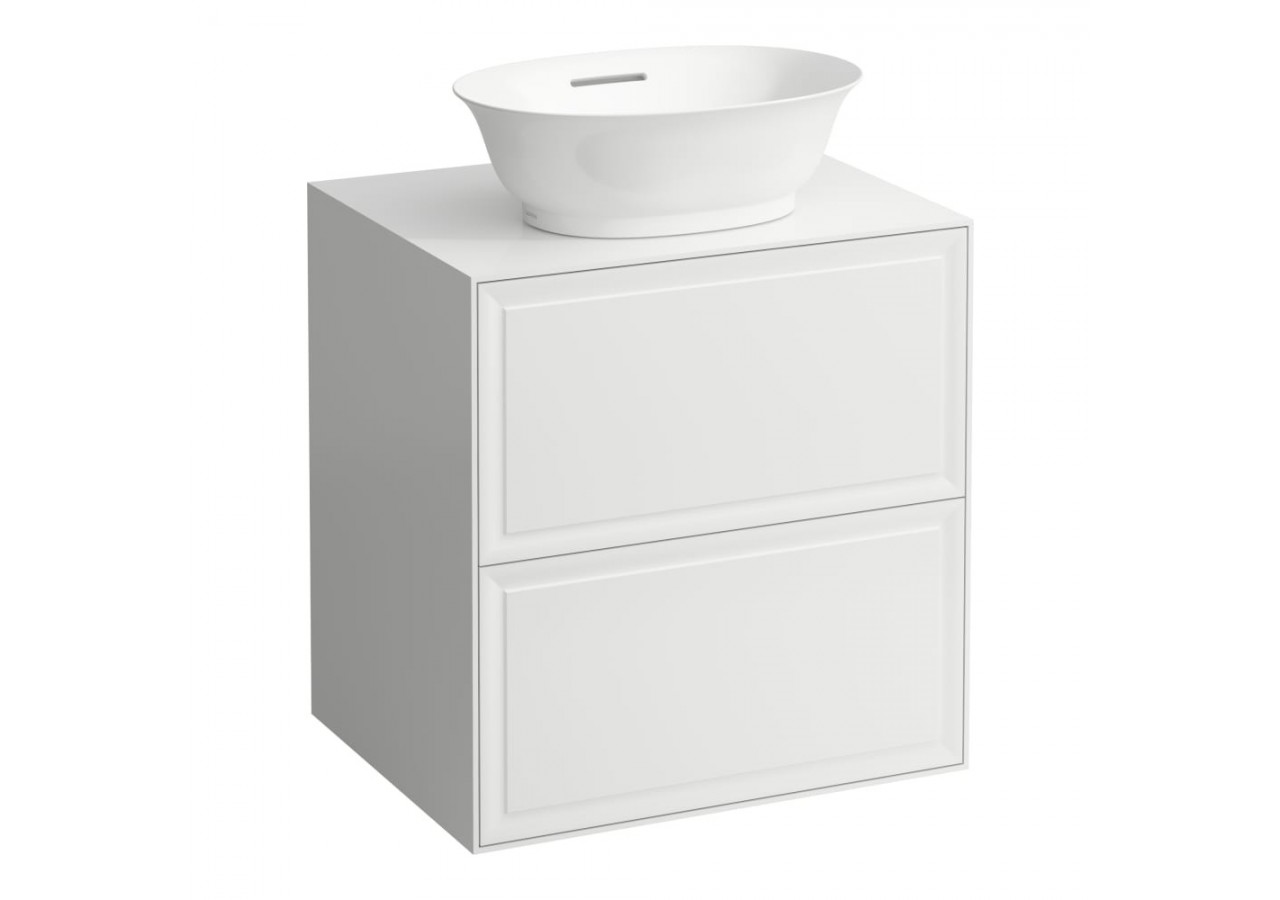 Meuble 600 2 tiroirs découpe centrale New Classic Blanc brillant 575 x 455 x 600 mm - H4060020856311 - Laufen