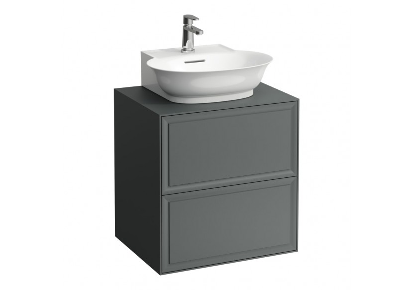 Meuble 600 2 tiroirs découpe centrale New Classic Gris signalisation 575 x 455 x 600 mm - H4060040856271 - Laufen