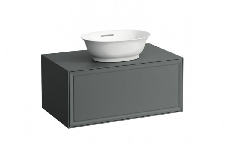 Meuble 800 1 tiroir découpe centrale New Classic Gris signalisation 775 x 455 x 345 mm - H4060110856271 - Laufen