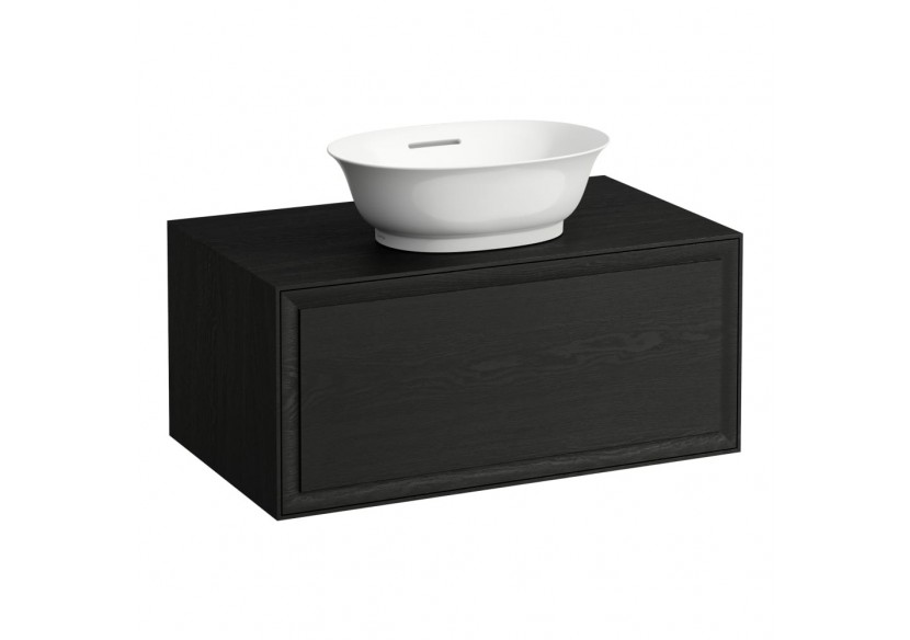 Meuble 800 1 tiroir découpe centrale New Classic Chêne noirci 775 x 455 x 345 mm - H4060110856281 - Laufen