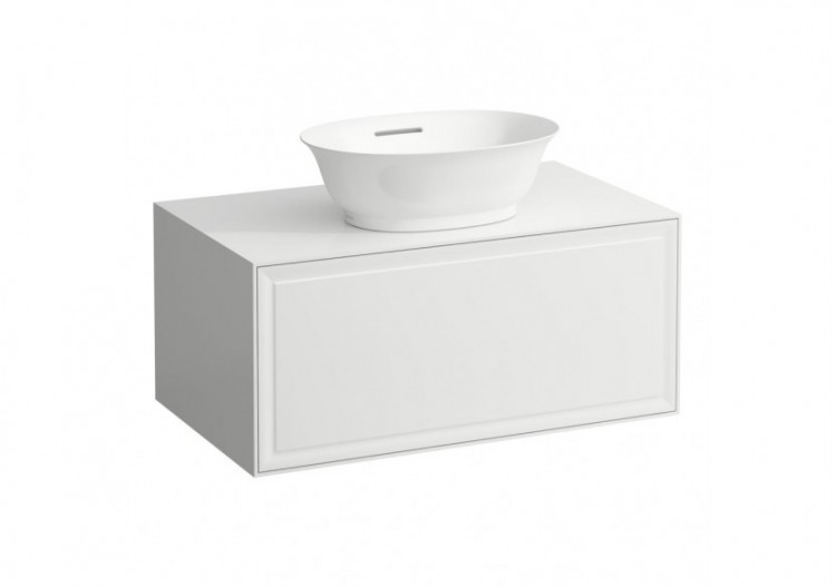 Meuble 800 1 tiroir découpe centrale New Classic Blanc brillant 775 x 455 x 345 mm - H4060110856311 - Laufen