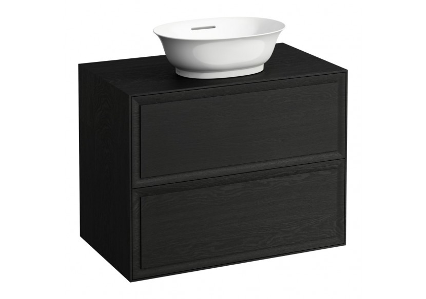 Meuble 800 2 tiroirs découpe centrale New Classic Chêne noirci 775 x 455 x 600 mm - H4060120856281 - Laufen