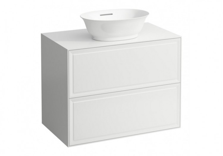 Meuble 800 2 tiroirs découpe centrale New Classic Blanc brillant 775 x 455 x 600 mm - H4060120856311 - Laufen