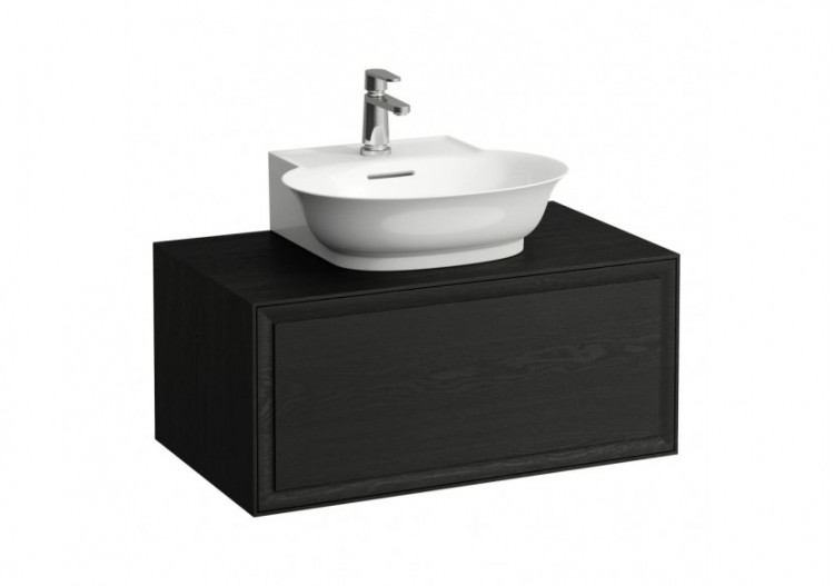 Meuble 800 1 tiroir découpe centrale New Classic Chêne noirci 775 x 455 x 345 mm - H4060130856281 - Laufen