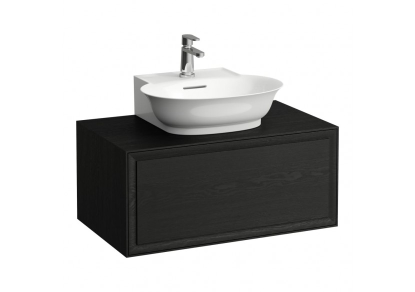 Meuble 800 1 tiroir découpe centrale New Classic Chêne noirci 775 x 455 x 345 mm - H4060130856281 - Laufen