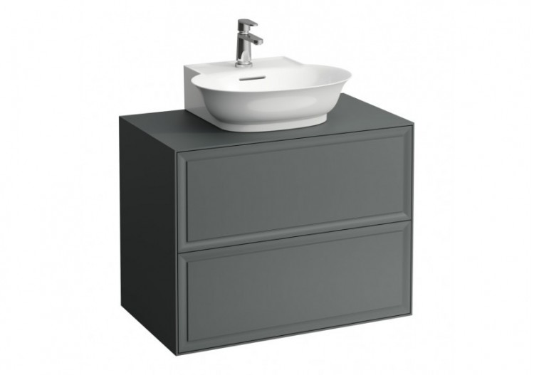 Meuble 800 2 tiroirs découpe centrale New Classic Gris signalisation 775 x 455 x 600 mm - H4060140856271 - Laufen