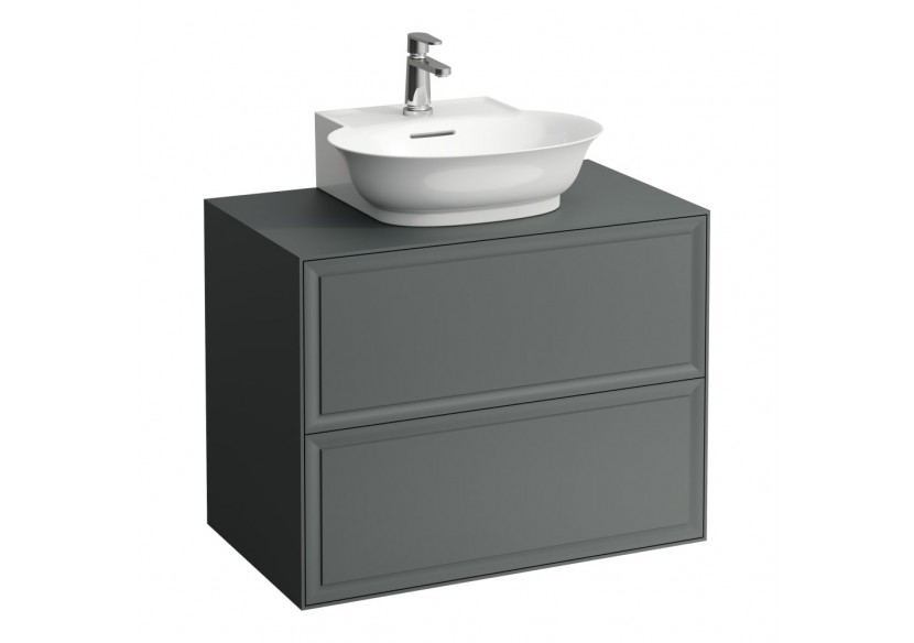 Meuble 800 2 tiroirs découpe centrale New Classic Gris signalisation 775 x 455 x 600 mm - H4060140856271 - Laufen