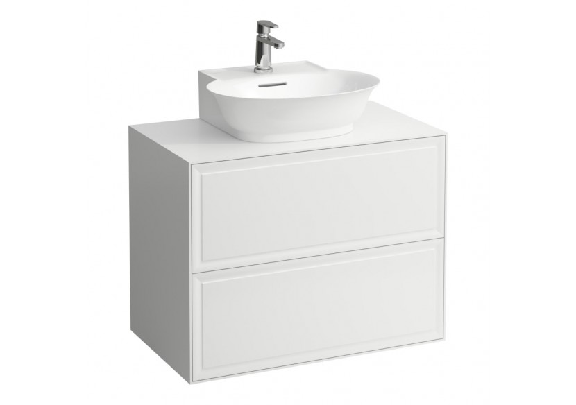 Meuble 800 2 tiroirs découpe centrale New Classic Blanc brillant 775 x 455 x 600 mm - H4060140856311 - Laufen