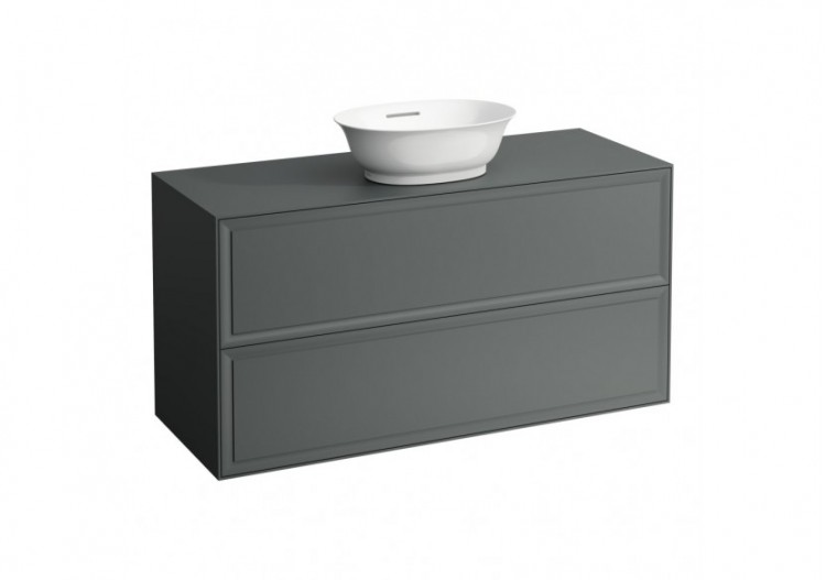 Meuble 1200 2 tiroirs découpe centrale New Classic Gris signalisation 1175 x 455 x 600 mm - H4060220856271 - Laufen