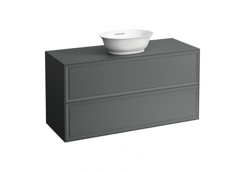 Meuble 1200 2 tiroirs découpe centrale New Classic Gris signalisation 1175 x 455 x 600 mm - H4060220856271 - Laufen