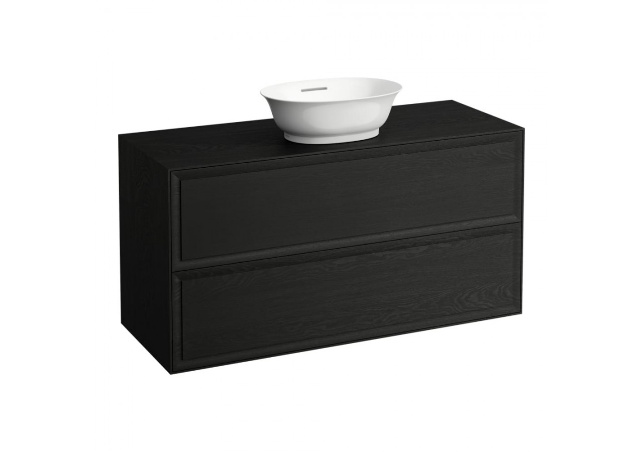 Meuble 1200 2 tiroirs découpe centrale New Classic Chêne noirci 1175 x 455 x 600 mm - H4060220856281 - Laufen