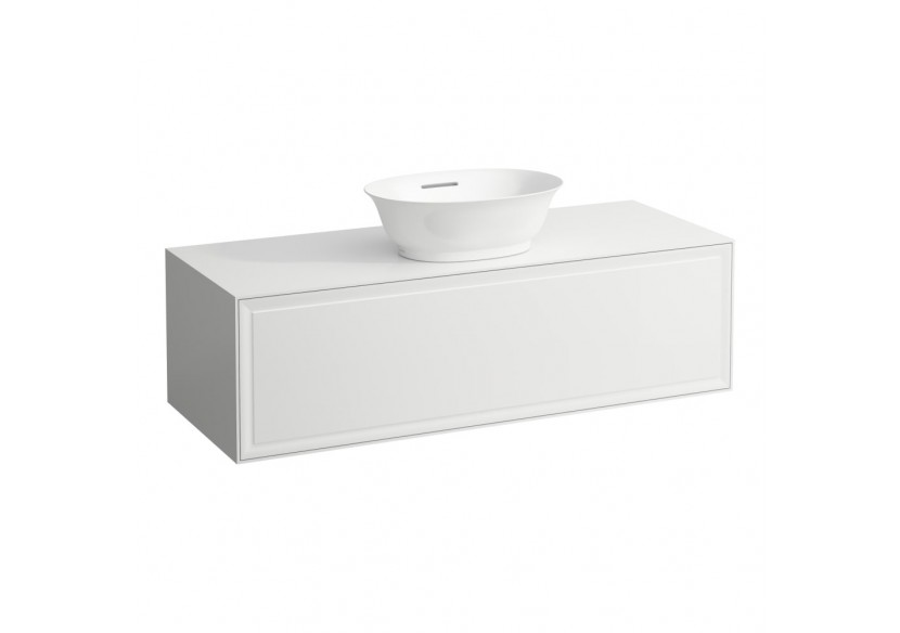 Meuble 1200 1 tiroir découpe centrale New Classic Blanc brillant 1175 x 455 x 345 mm - H4060230856311 - Laufen