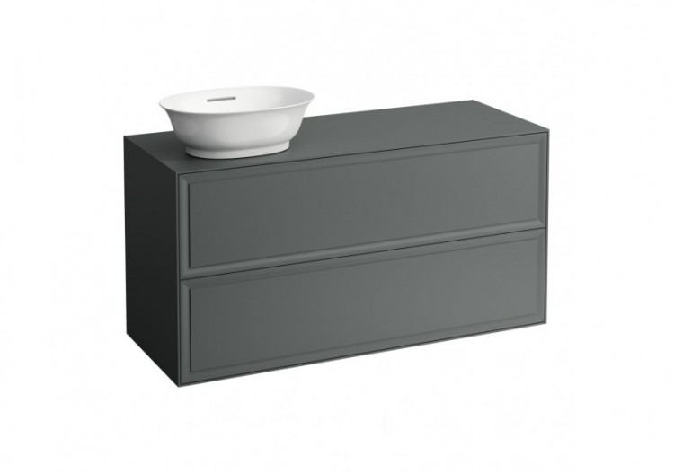 Meuble 1200 2 tiroirs découpe à gauche New Classic Gris signalisation 1175 x 455 x 600 mm - H4060830856271 - Laufen