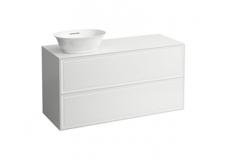 Meuble 1200 2 tiroirs découpe à gauche New Classic Blanc brillant 1175 x 455 x 600 mm - H4060830856311 - Laufen