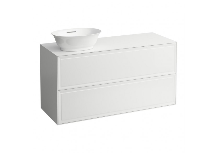 Meuble 1200 2 tiroirs découpe à gauche New Classic Blanc brillant 1175 x 455 x 600 mm - H4060830856311 - Laufen