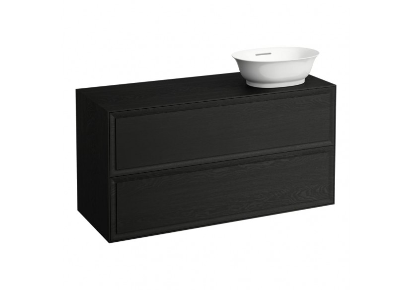 Meuble 1200 2 tiroirs découpe à droite New Classic Chêne noirci 1175 x 455 x 600 mm - H4060840856281 - Laufen