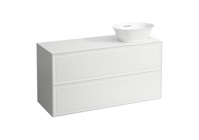 Meuble 1200 2 tiroirs découpe à droite New Classic Blanc brillant 1175 x 455 x 600 mm - H4060840856311 - Laufen