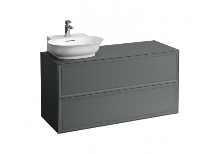 Meuble 1200 2 tiroirs découpe à gauche New Classic Gris signalisation 1175 x 455 x 600 mm - H4060870856271 - Laufen