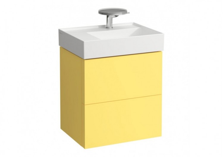 Meuble sous lavabo 2 tiroirs Kartell Jaune moutarde 580 x 450 x 600 mm - H4075680336441 - Laufen