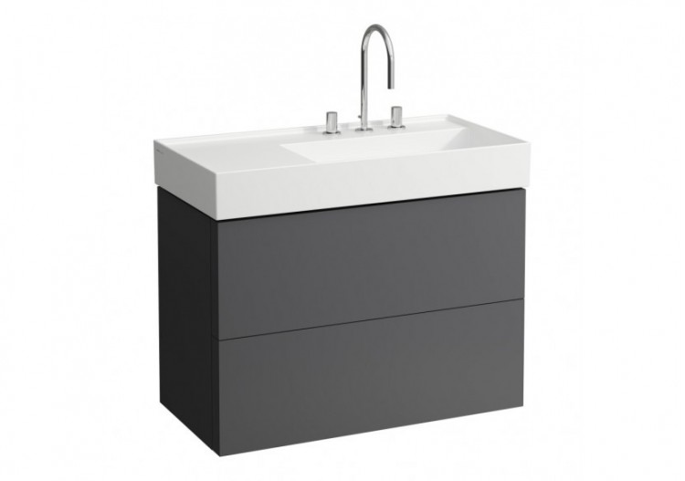 Meuble sous lavabo 2 tiroirs Kartell Gris ardoise 880 x 450 x 600 mm - H4076080336421 - Laufen