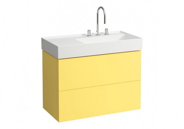 Meuble sous lavabo 2 tiroirs Kartell Jaune moutarde 880 x 450 x 600 mm - H4076080336441 - Laufen