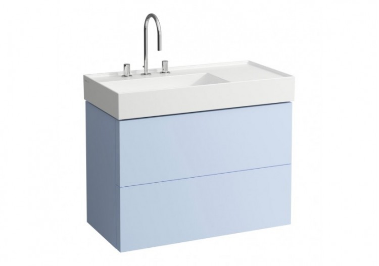 Meuble sous lavabo 2 tiroirs Kartell Gris-bleu 880 x 450 x 600 mm - H4076180336451 - Laufen