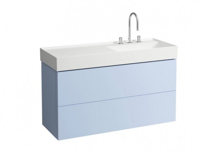 Meuble sous lavabo 2 tiroirs Kartell Gris-bleu 1180 x 450 x 600 mm - H4076490336451 - Laufen